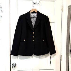 Tahari ASL Black Blazer Jacket Women’s 10P 3 Gold Buttons Formal Office Wear NWT